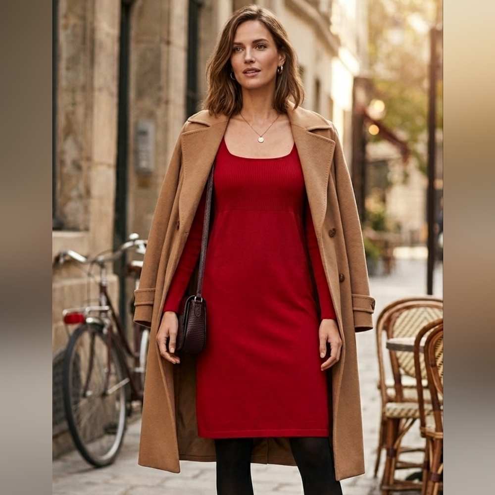 MaxMara weekend red silk sweater dress L